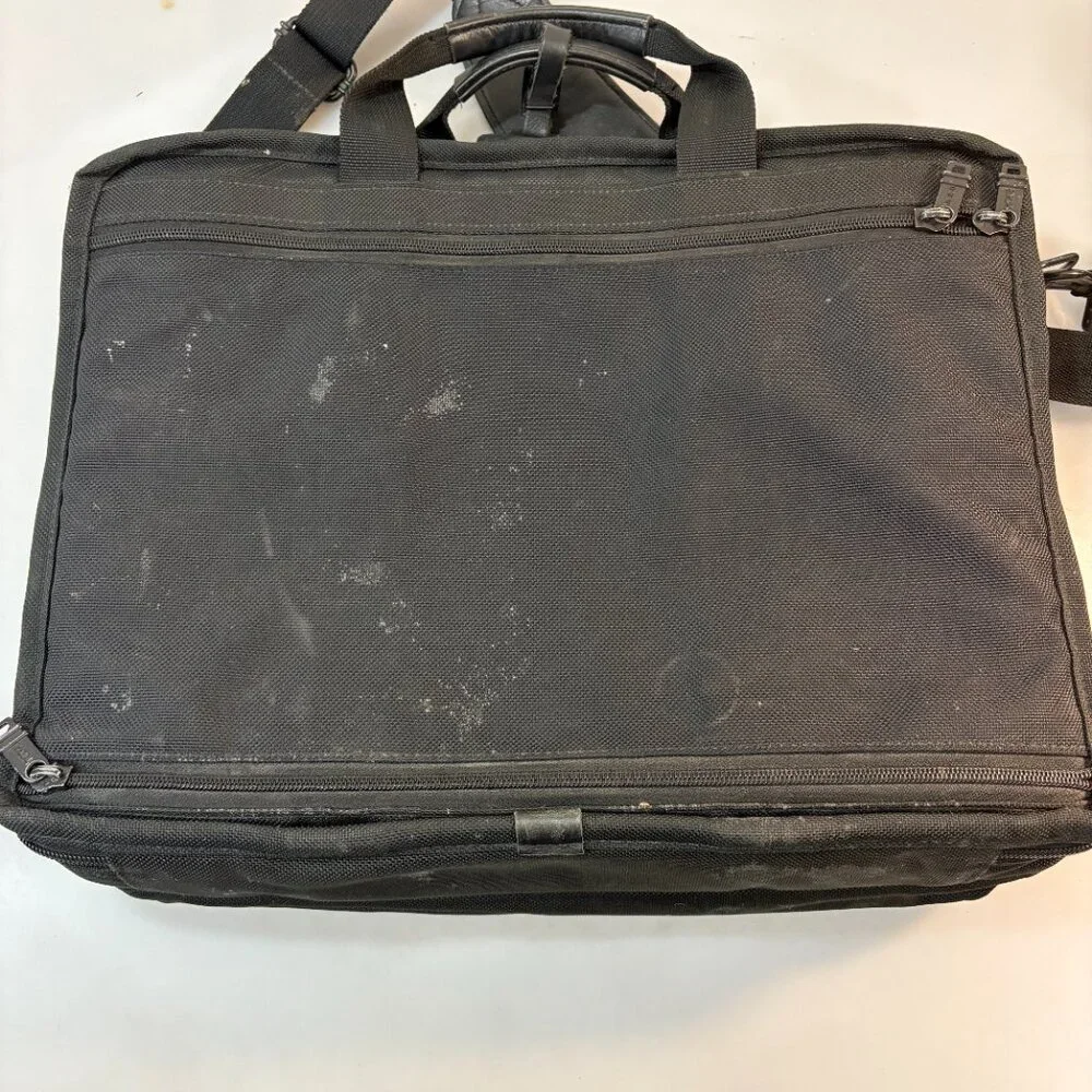 Tumi Black Ballistic Nylon Overnighter Briefcase 2671D3 Luggage Tag & Strap
